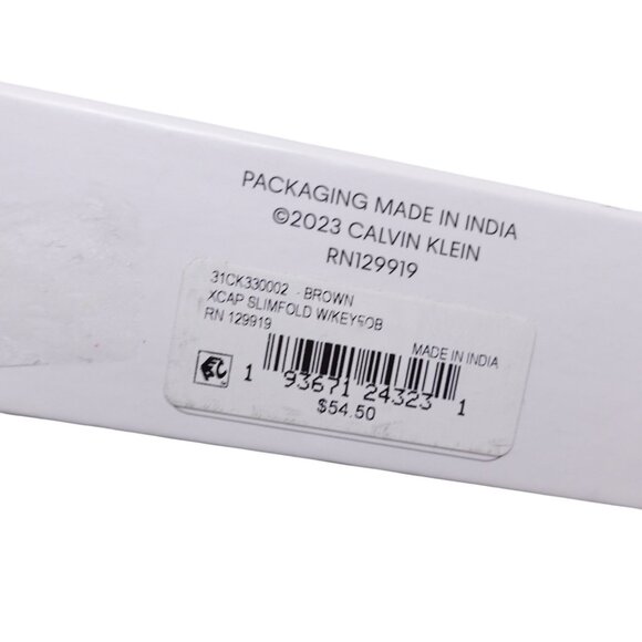 NIP Calvin Klein Men's RFID XCAP Slimfold Wallet & Key Fob Set Leather Brown - Picture 6 of 7